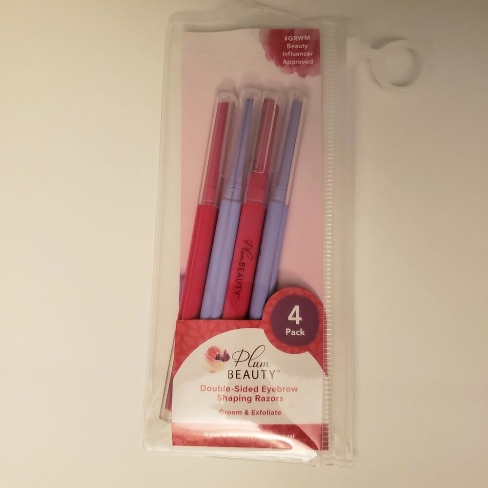 3/$10 Plum Beauty 4-Pc Eyebrow Razor Set Women's Facial Hair Removal Pink Purple
